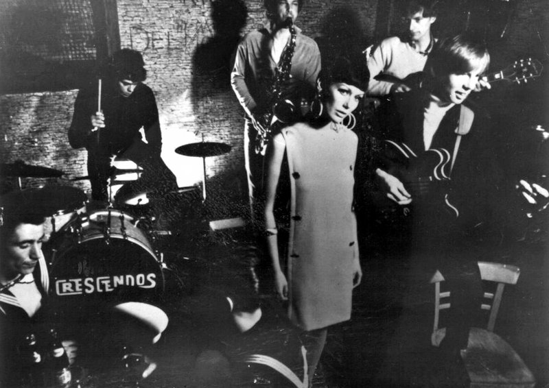 The Crescendos on
                              stage at The Blue Angel in Liverpool,
                              England