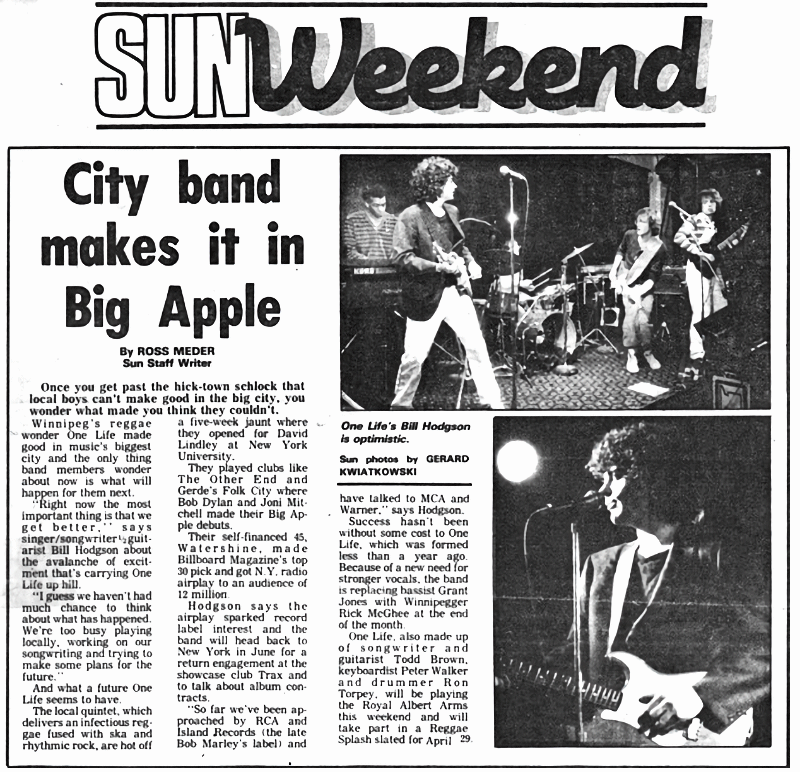Winnipeg Sun
                              Article on One Life