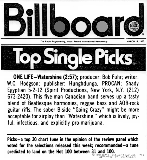 Billboard Top Single Pick March
                              19, 1983