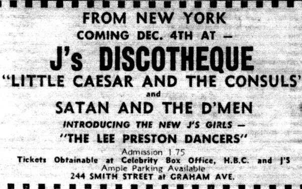 J's
                              Discotheque Newspaper Ad