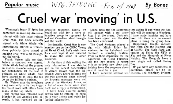 Cruel War
                              Newspaper Article February 15, 1969
