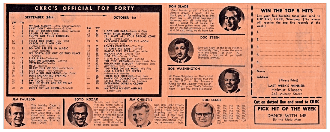 CKRC Top Forty Week Ending October 1,
                              1965