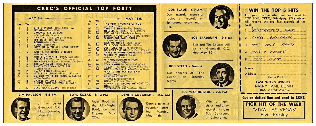 CKRC
                              Top Forty Week Ending May 15, 1964